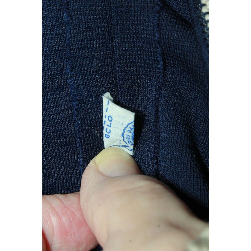 Vintage R&K Knits Womens Navy Blue Embroidered High Neck Dress Dark Academia Mod - Picture 11 of 12